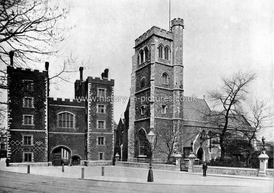 The Gateway & St. Mary's Church, Lambeth Palace, London. c.1890's.